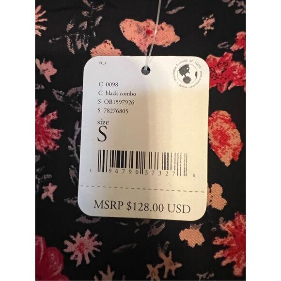 NWT $128 Free People Hazel Blouse in Black & Multi Size S - Picture 10 of 10